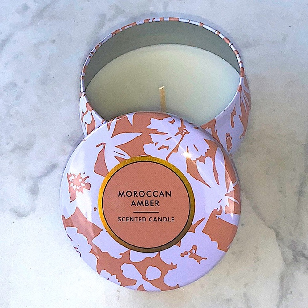 SUSAN JACOBS NEW YORK CANDLE MOROCCAN AMBER NEW 1 WICK METAL TIN 3.3 OZ NEW